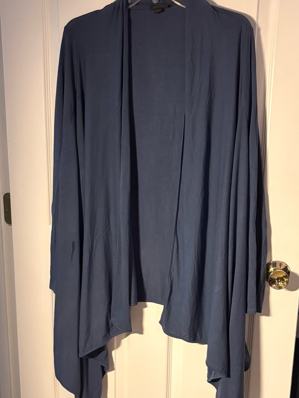 JJILL Wearever Collection:Women’s Draped Open-Front Cardigan in Slate Blue